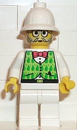 LEGO Minifigure-Dr. Kilroy - Green Vest, White Legs-Adventurers: Orient Expedition-ADV026-Creative Brick Builders